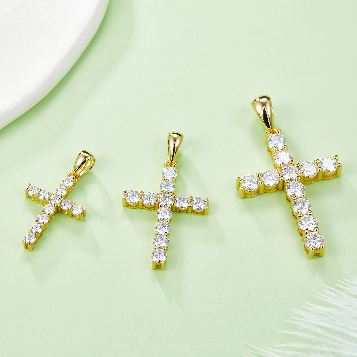 D Color Moissanite Classic Cross Pendant (4.0mm) in Sterling Silver#7