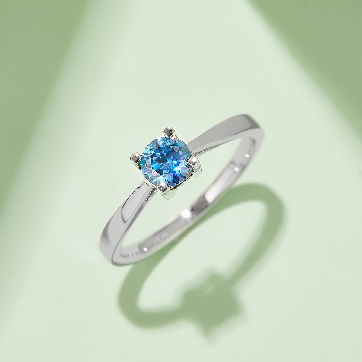 0.5 CT D Color Moissanite Classic Luxury Letter Straight Shank Ring in White Gold Plated Sterling Silver#10