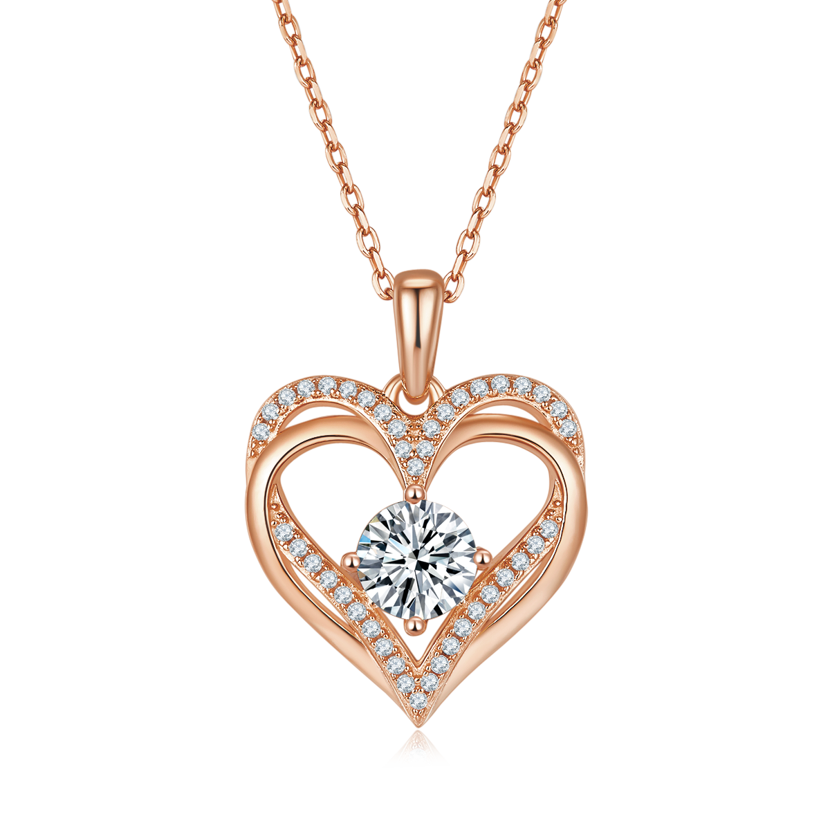 1.2 CT D Color Moissanite Melee Round Heart Pendant in Sterling Silver#4