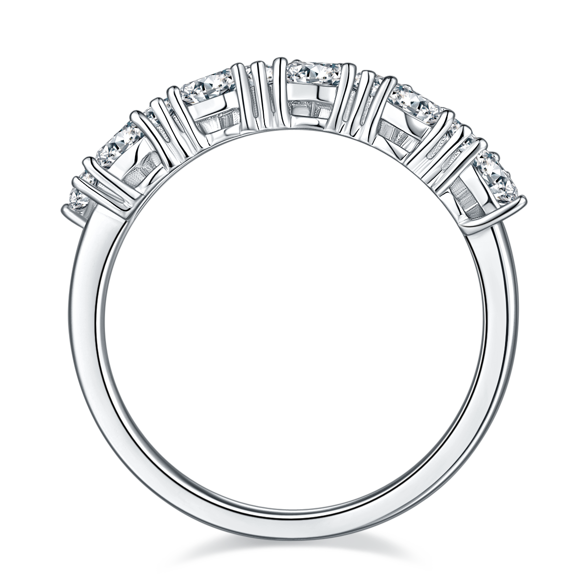 1.0 CT D Color Trillion Cut Moissanite Custom Eternity Band in White Gold Plated Sterling Silver#2