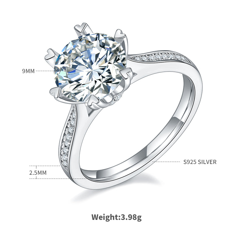 3.0 CT D Color Moissanite Spinning Fortune Custom Ring in White Gold Plated Sterling Silver#4