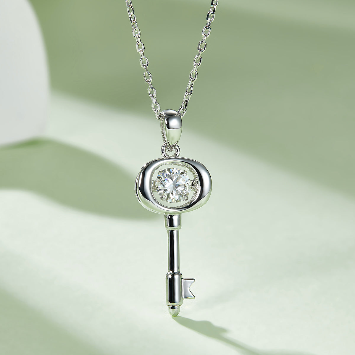 0.5 CT D Color Dancing Lock of Love Moissanite Necklace in White Gold Plated Sterling Silver#3