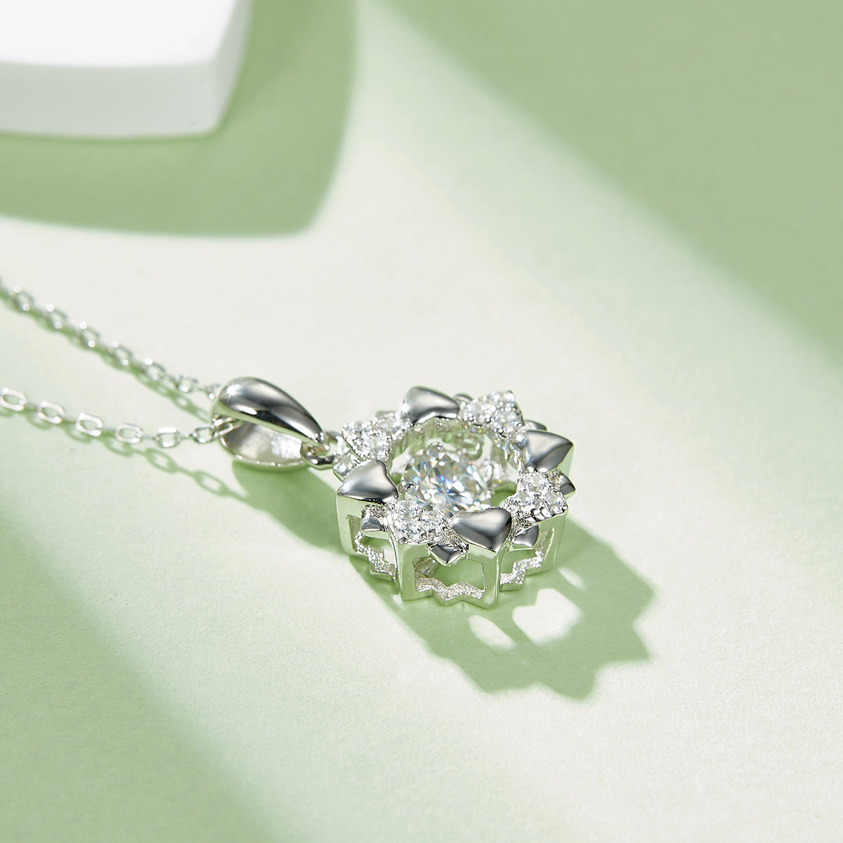 0.5 CT D Color Dancing Joy Moissanite Necklace in White Gold Plated Sterling Silver#4