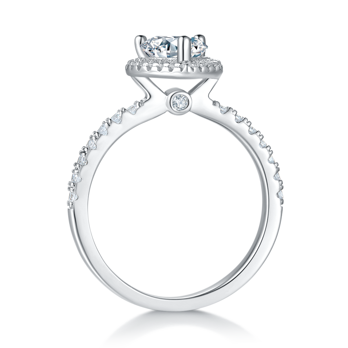 1.0 CT D Color Heart Cut Moissanite Dainty Ring in White Gold Plated Sterling Silver#7
