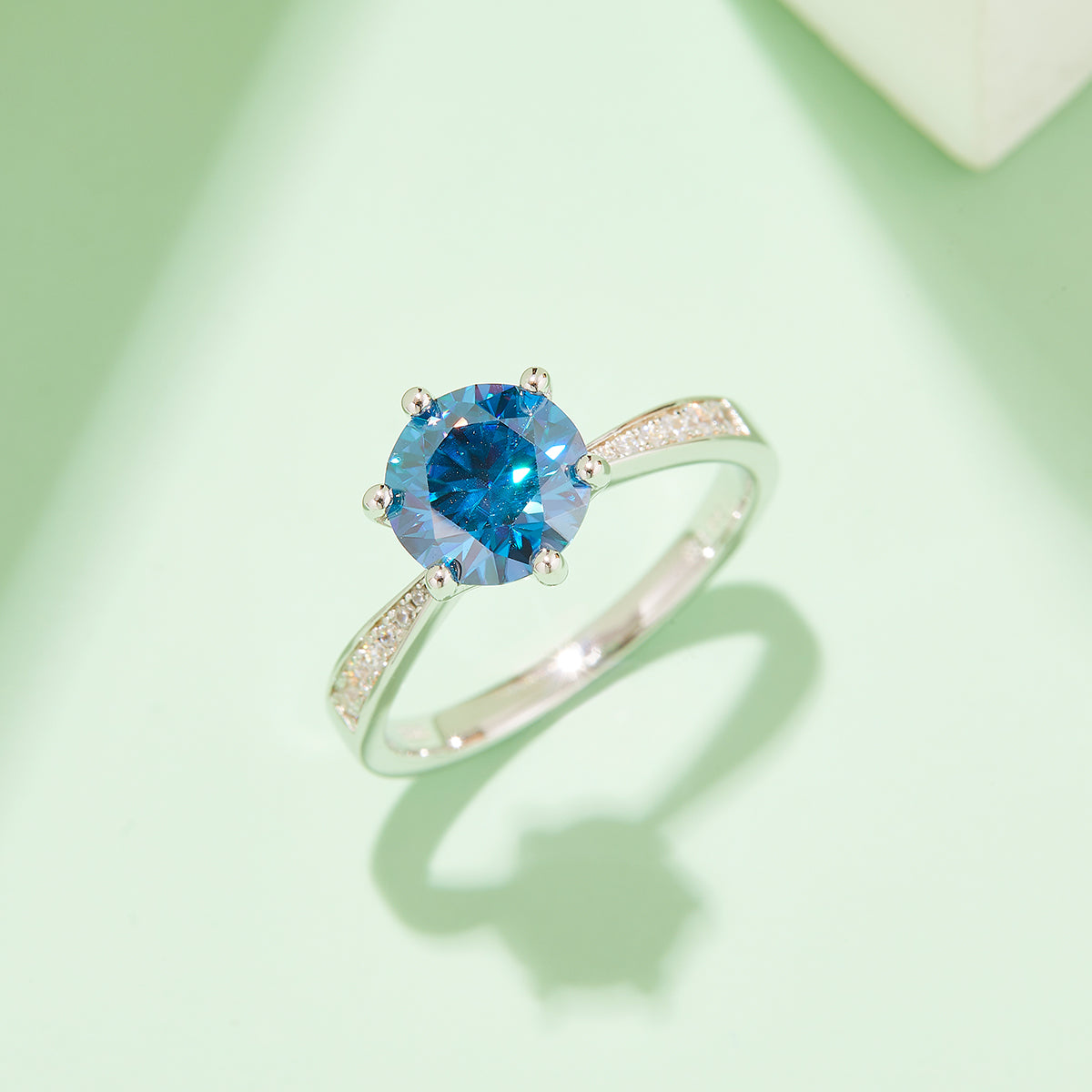 2.0 CT D Color Moissanite Pave Dancing Custom Ring in White Gold Plated Sterling Silver#10