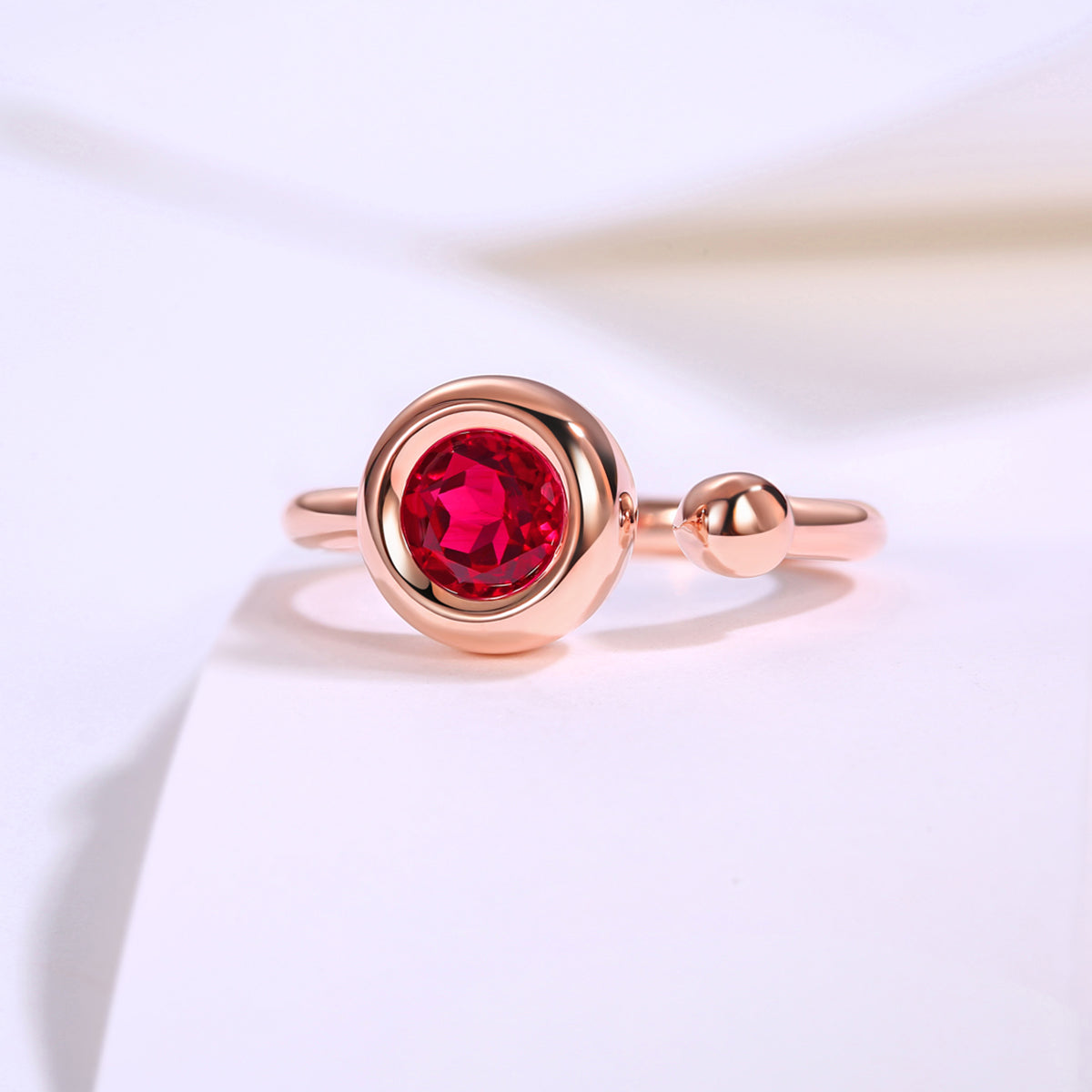 1.0 CT D Color Moissanite Bubble Open Ring in Rose Gold Plated Sterling Silver#6