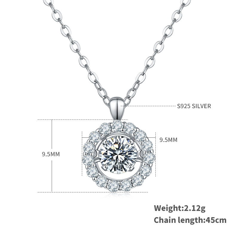 0.5 CT D Color Dancing Diamond Dream Moissanite Necklace in White Gold Plated Sterling Silver#1