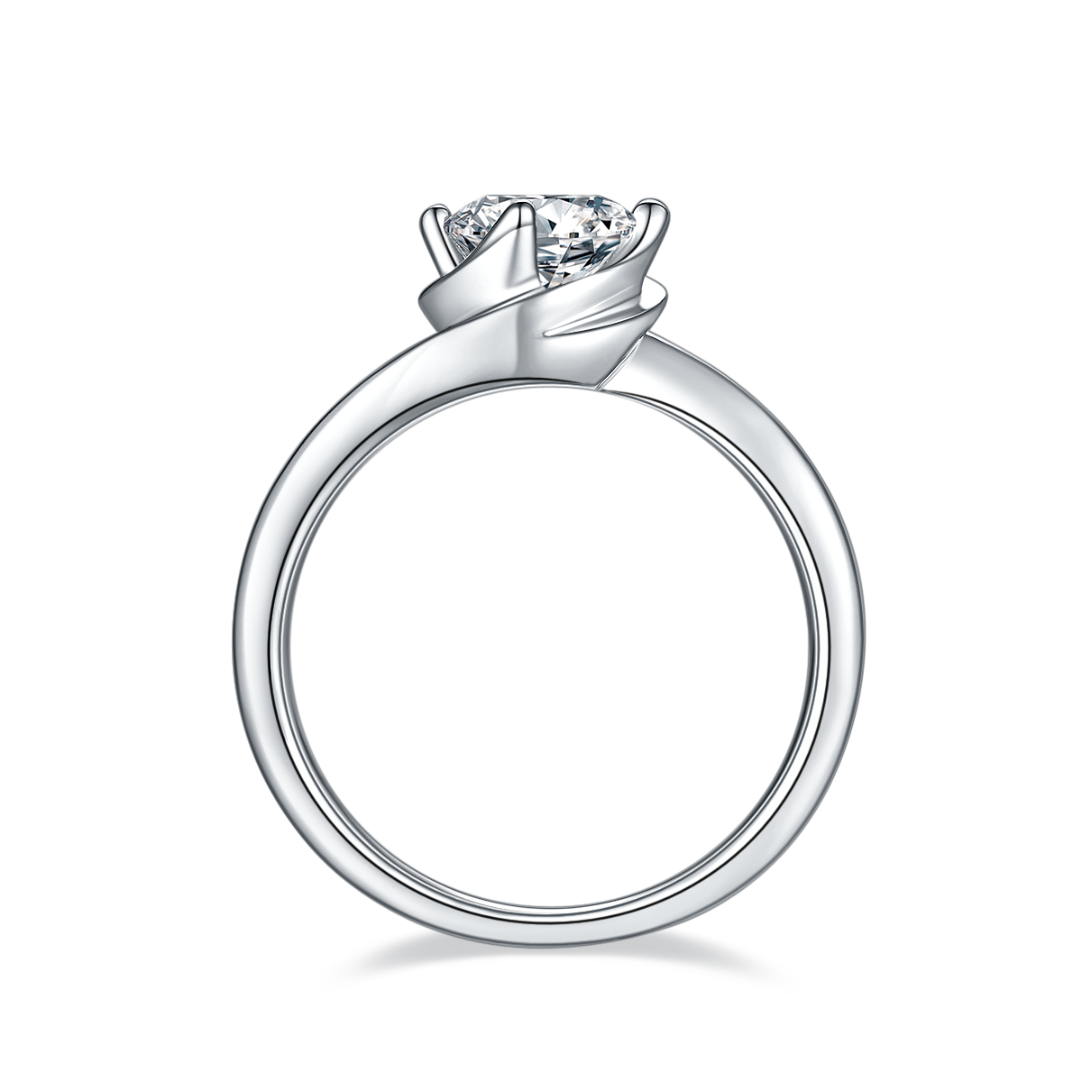 1.0 CT D Color Moissanite Flower Bud Twisted Shank Ring in White Gold Plated Sterling Silver#6
