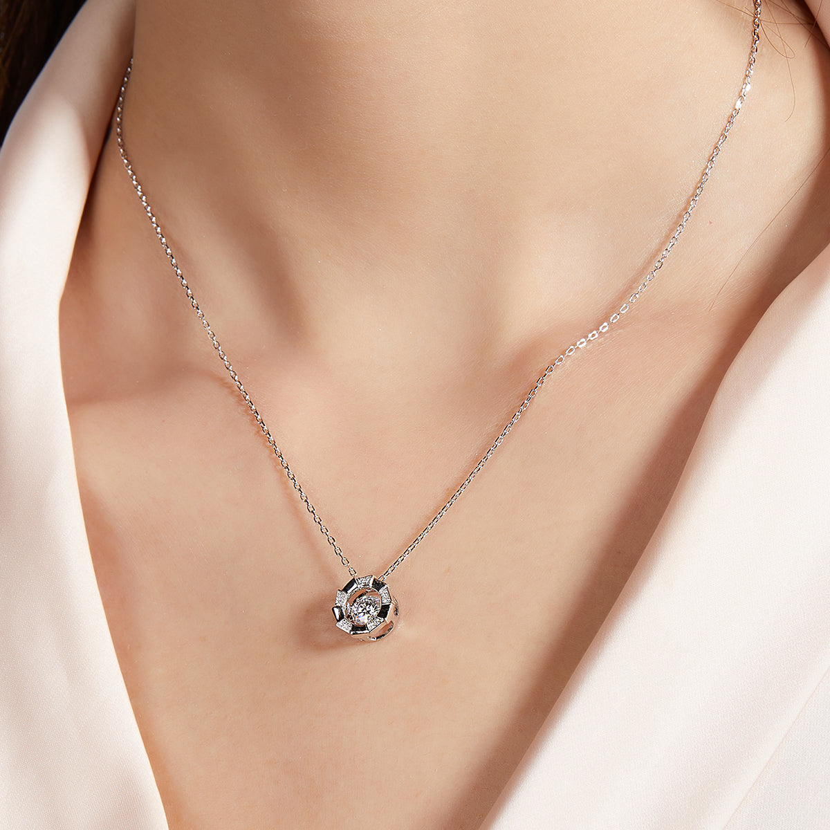 0.5 CT D Color Dancing Medusa Moissanite Necklace in White Gold Plated Sterling Silver#6