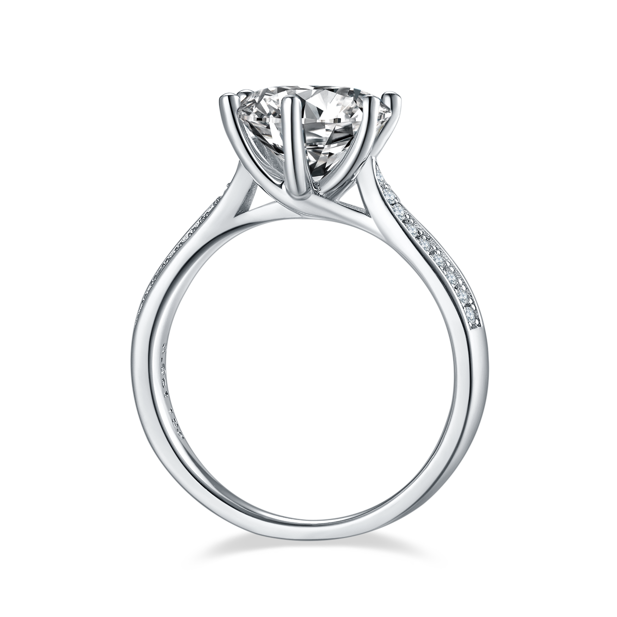 3.0 CT D Color Moissanite Star Queen Custom Ring in White Gold Plated Sterling Silver#6