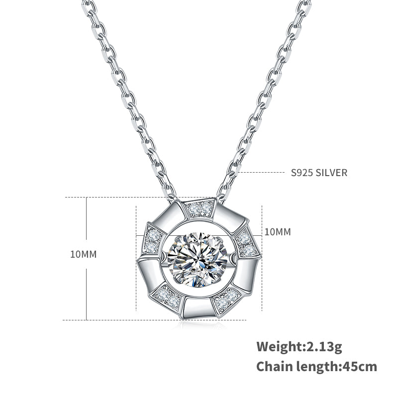 0.5 CT D Color Dancing Medusa Moissanite Necklace in White Gold Plated Sterling Silver#1