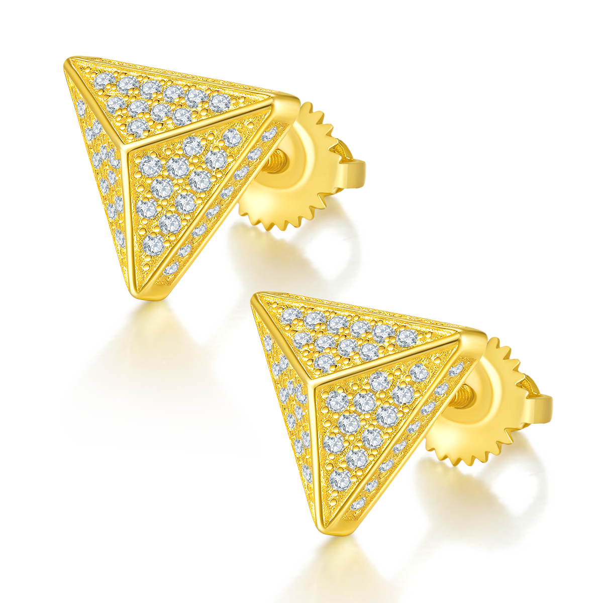 0.51 CT D Color Moissanite Melee Trillion Cut Screw Back Stud Earrings in Sterling Silver#2