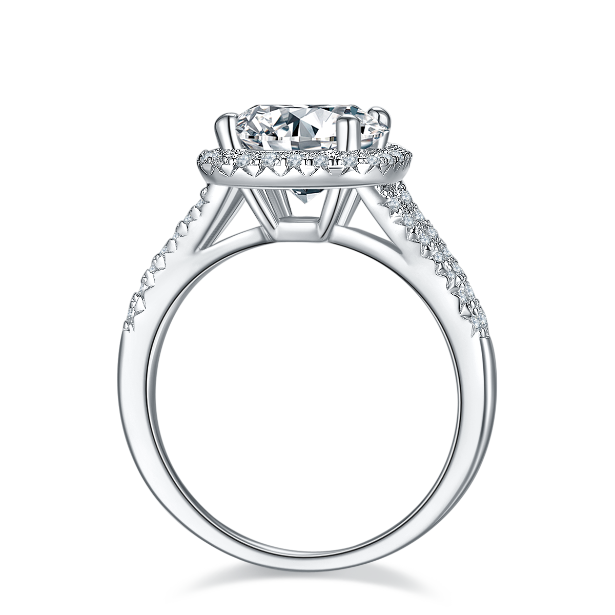 3.0 CT D Color Square Bezel Set Moissanite Split Shank Ring in White Gold Plated Sterling Silver#6