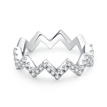 Z-Shaped Moissanite Melee Ring Guard in White Gold Plated Sterling Silver#4