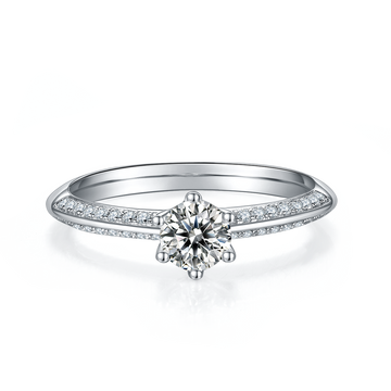 0.5 CT D Color Moissanite Majestic Halo Straight Shank Ring in White Gold Plated Sterling Silver#5