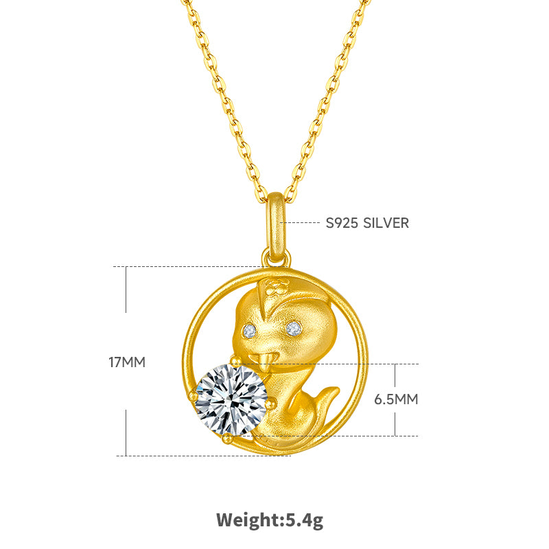 1.0 CT Moissanite Chinese Zodiac Snake Necklace in Sterling Silver#1