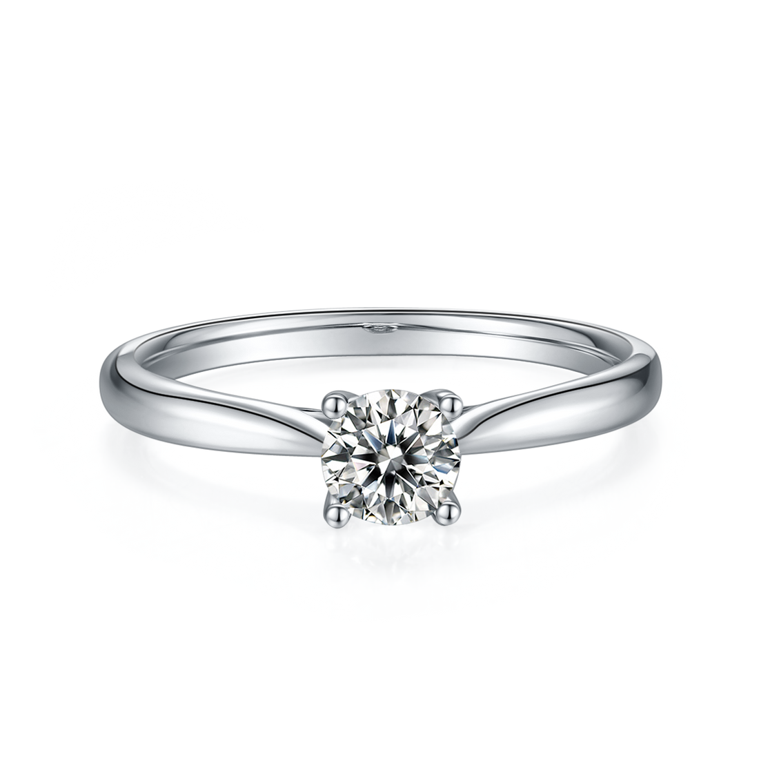 0.5 CT D Color Moissanite 4-Prong Straight Shank Ring in White Gold Plated Sterling Silver#6