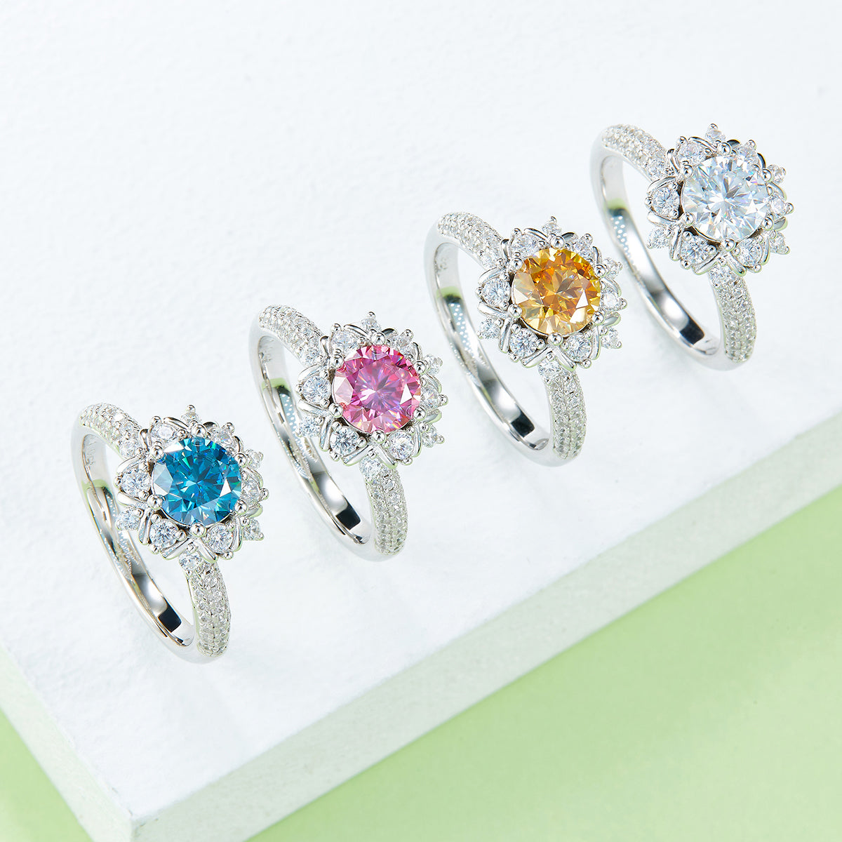 1.0 CT D Color Moissanite Phoenix Floral Ring in White Gold Plated Sterling Silver#11
