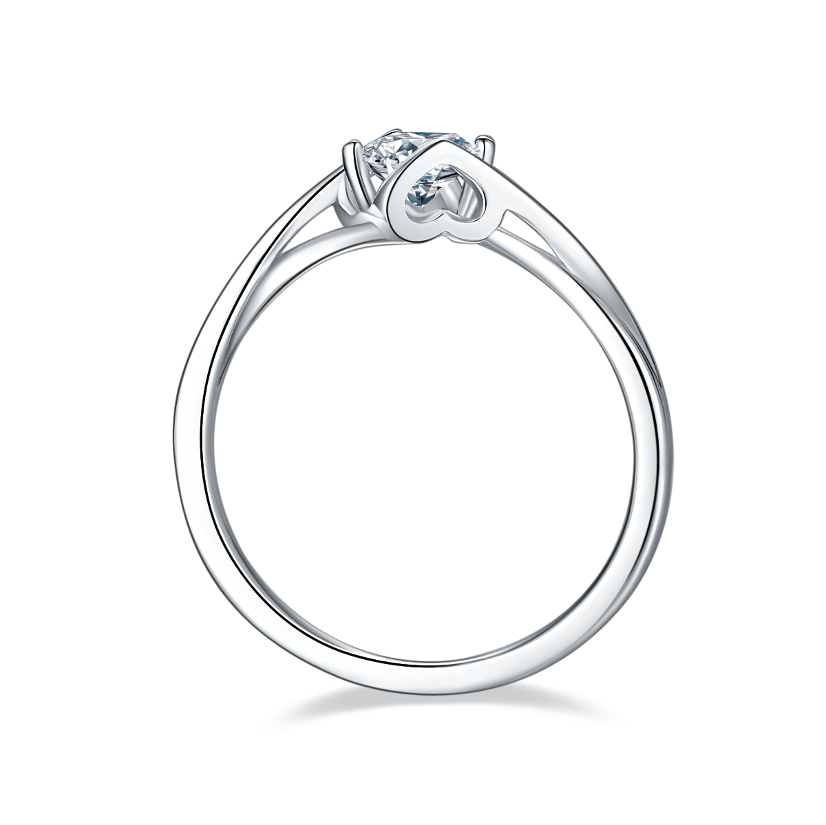 0.5 CT D Color Moissanite Angel Kiss Twisted Shank Ring in White Gold Plated Sterling Silver#6