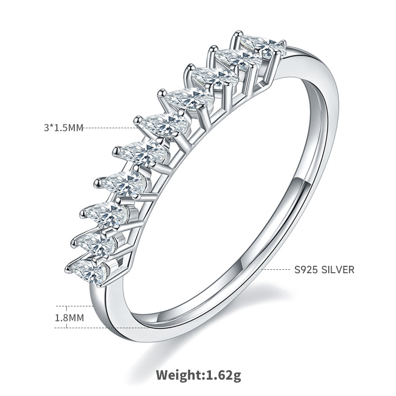 1.0 CT D Color Pear Cut Moissanite Custom Eternity Band in White Gold Plated Sterling Silver#1