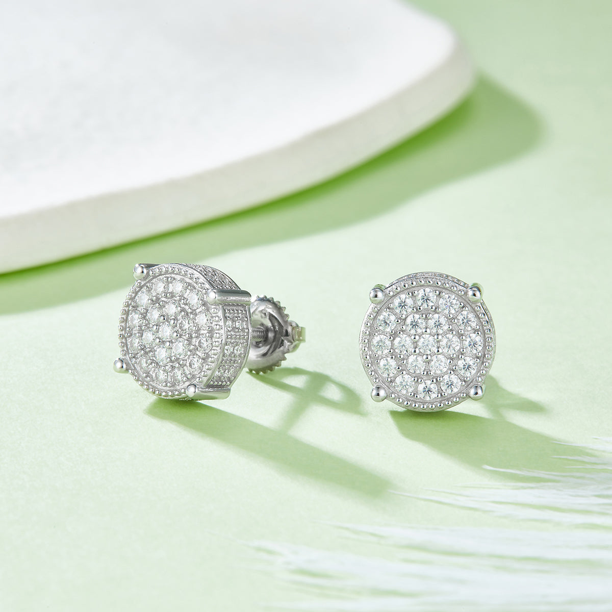 0.81 CT D Color Moissanite Melee Round Bar Screw Back Studs in Sterling Silver#3