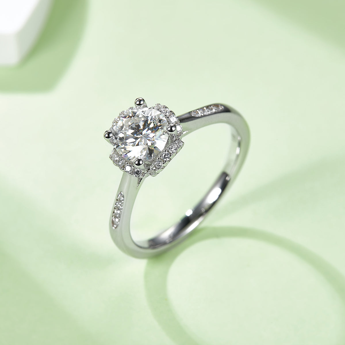 1.0 CT D Color Moissanite Pave In the Mood for Love Ring in White Gold Plated Sterling Silver#7