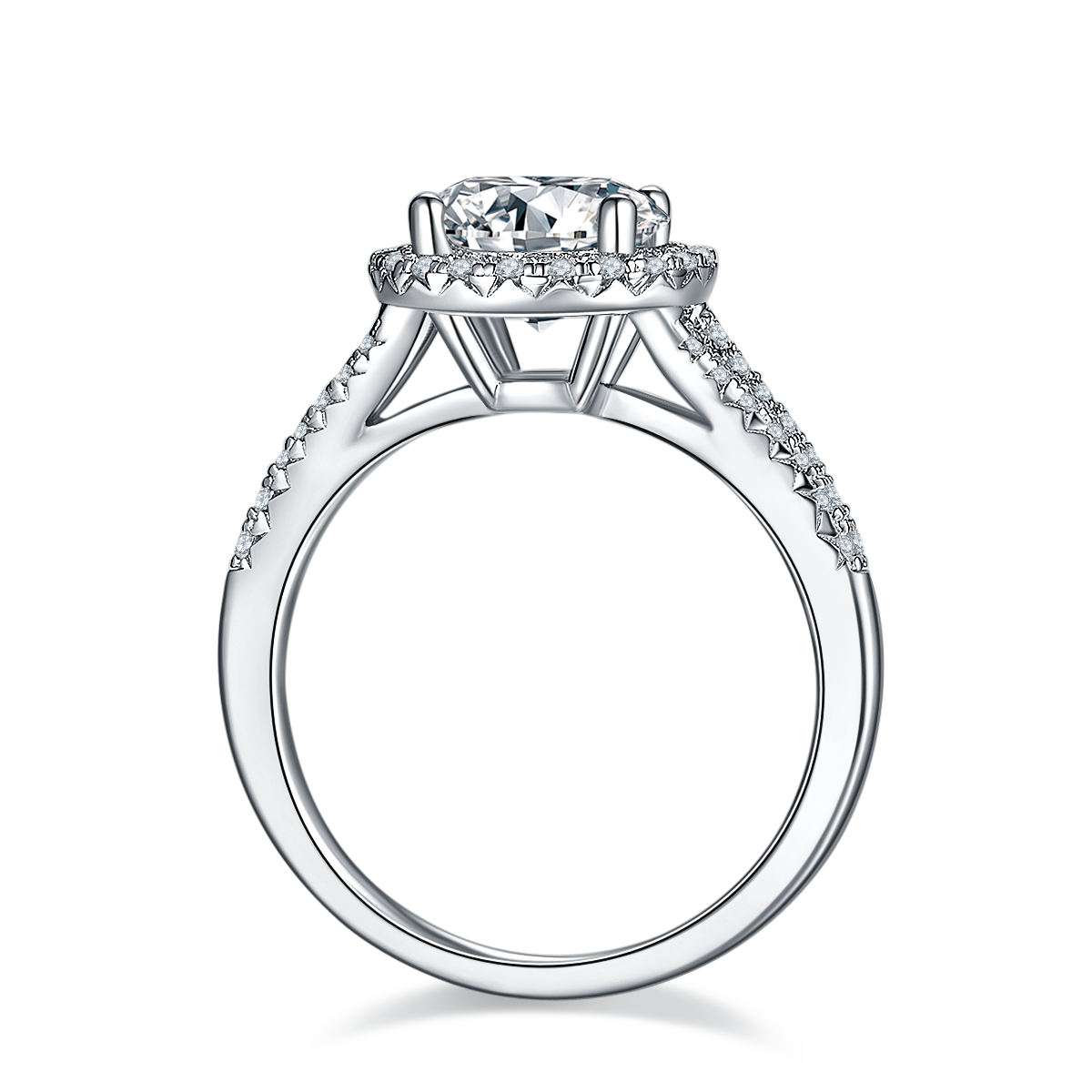 2.0 CT D Color Bezel Set Moissanite Split Shank Ring in White Gold Plated Sterling Silver#6