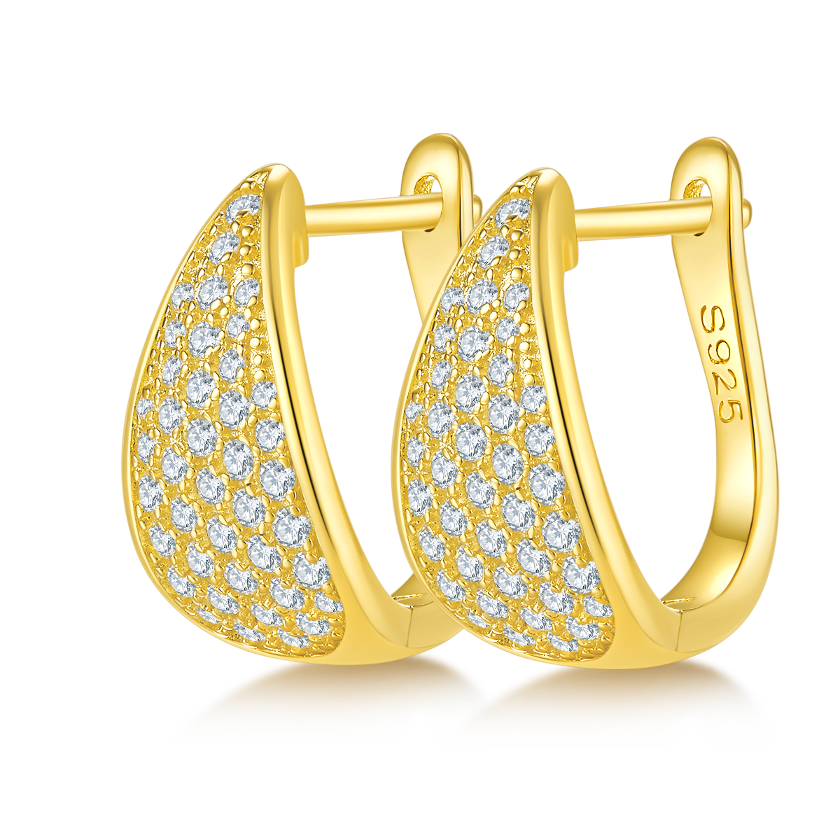 0.57 CT D Color Moissanite Melee 5-Row Half Hoop Earrings in Sterling Silver#5