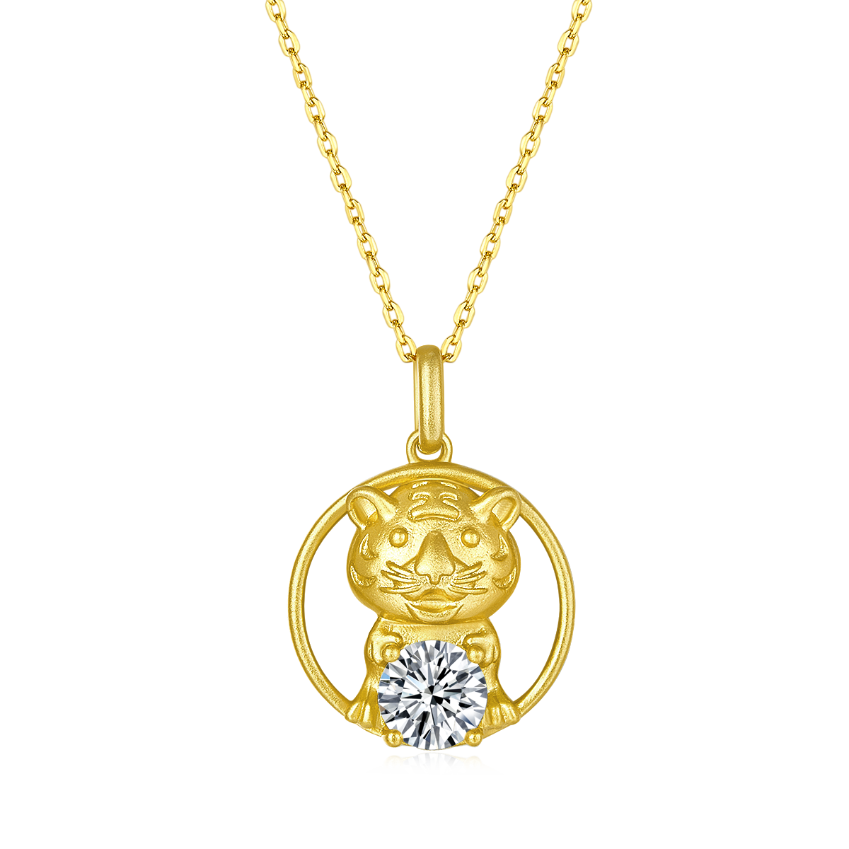 1.0 CT Moissanite Chinese Zodiac Tiger Necklace in Sterling Silver#8