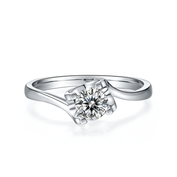 0.5 CT D Color Moissanite Peg Head Twisted Shank Ring in White Gold Plated Sterling Silver#5