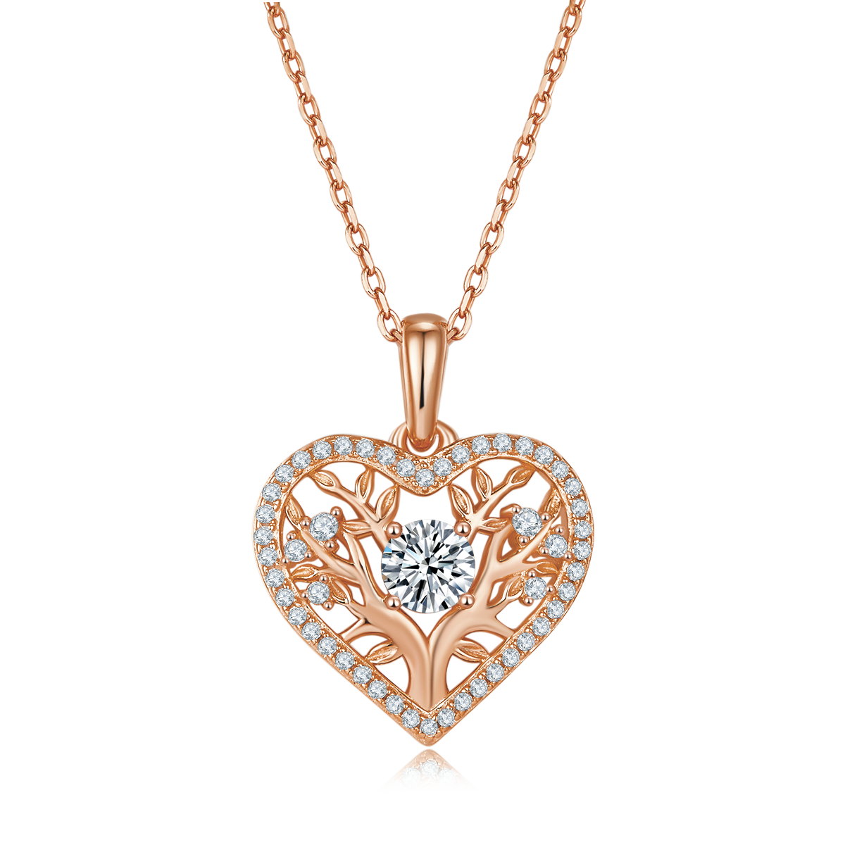 0.78 CT D Color Moissanite Melee Tree of Life Heart Pendant in Sterling Silver#4