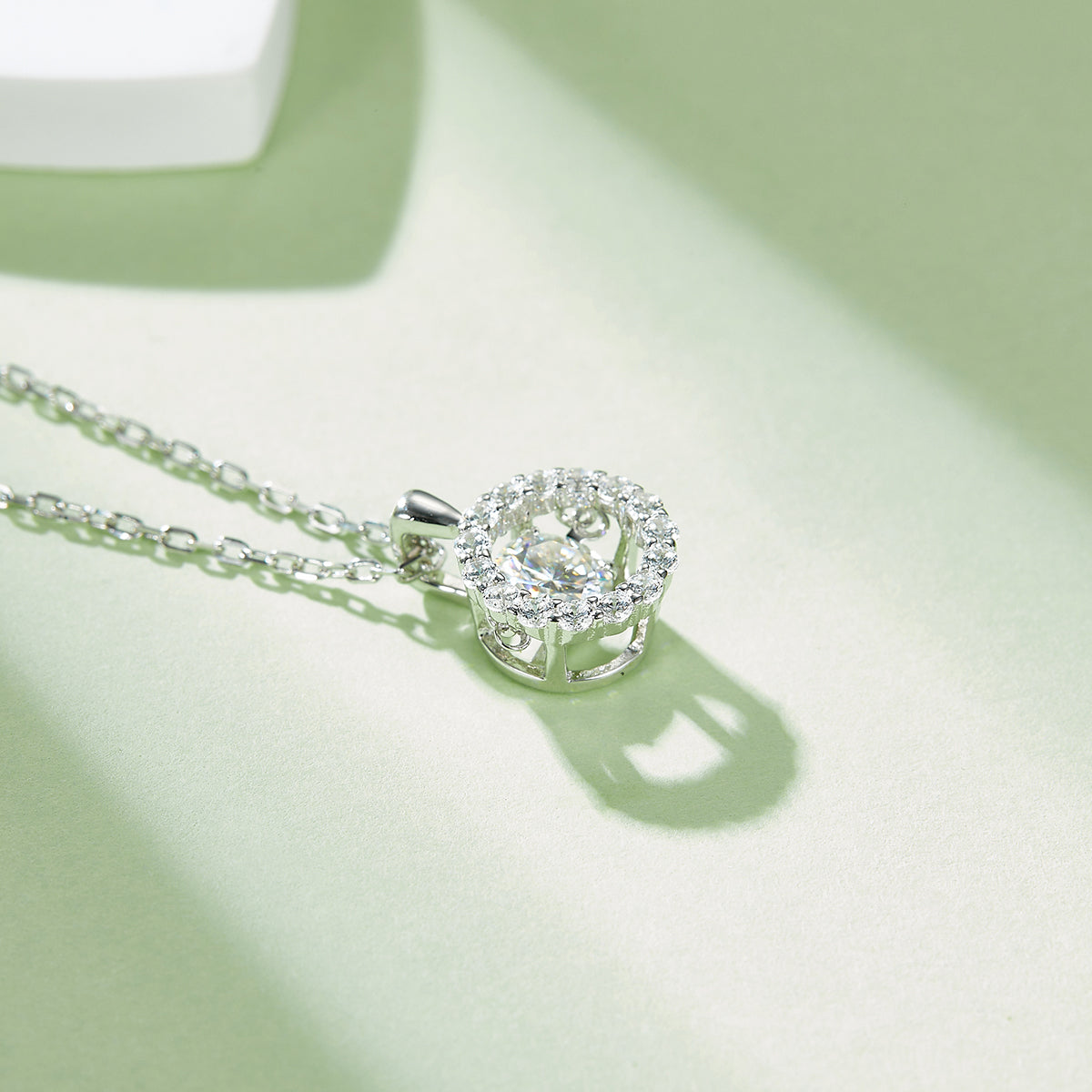 0.5 CT D Color Dancing Diamond Dream Moissanite Necklace in White Gold Plated Sterling Silver#4