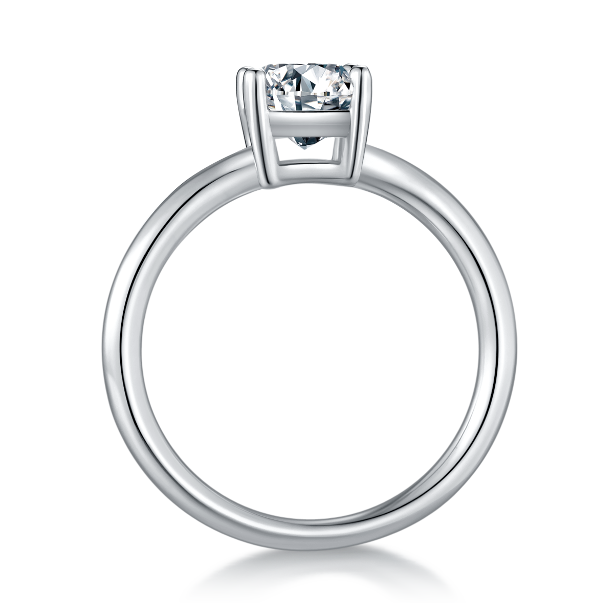 2.0 CT D Color Emerald Cut Moissanite Classic Ring in White Gold Plated Sterling Silver#7