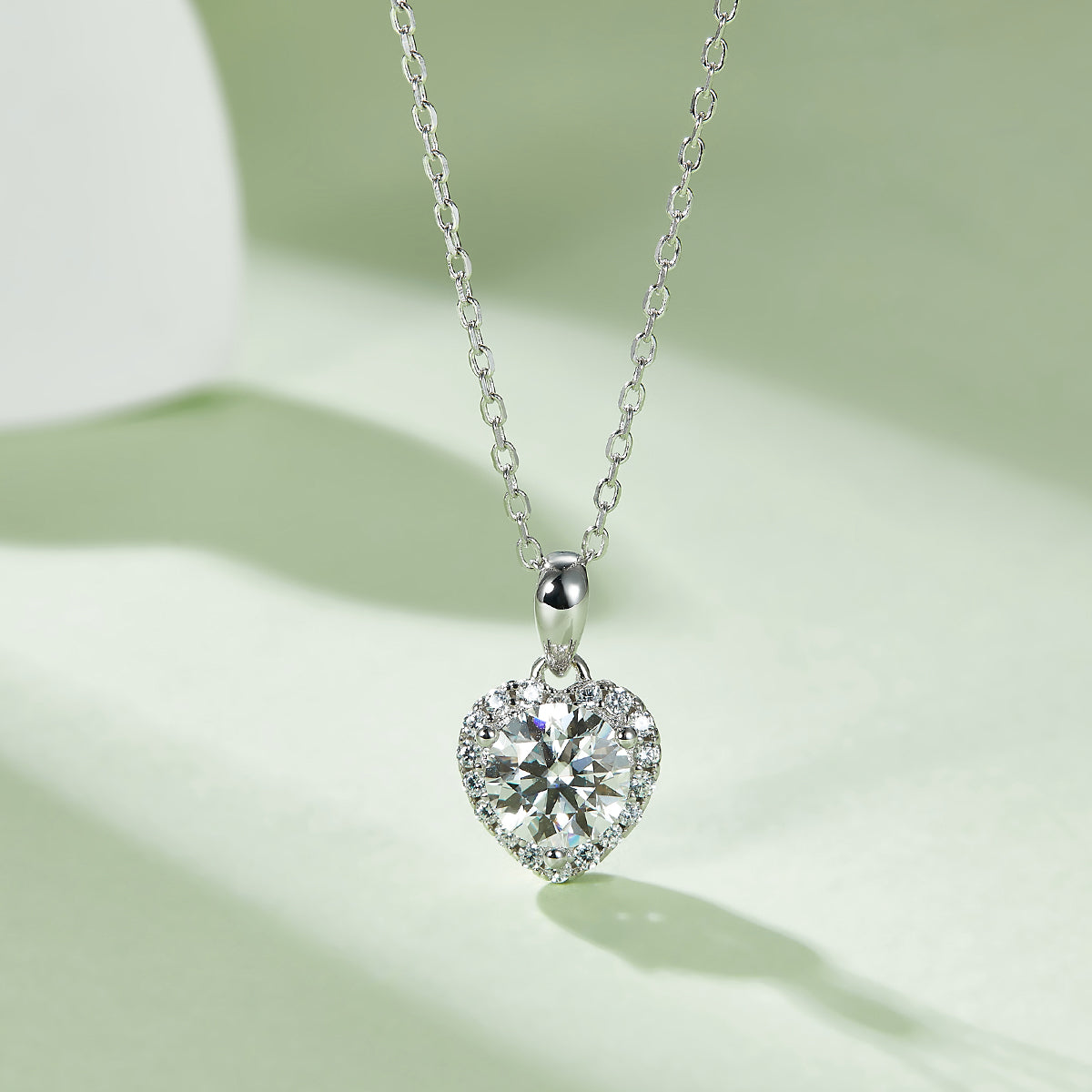 Moissanite Wholehearted Pendant & Stud Earrings Set in White Gold Plated Sterling Silver#6