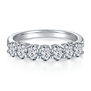 2.1 CT D Color Oval Cut Moissanite Eternity Band in White Gold Plated Sterling Silver#3