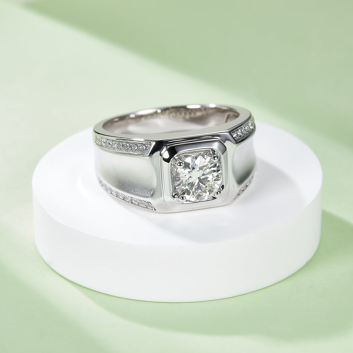 1.0 CT D Color Moissanite Mature Gentleman Men's Band in White Gold Plated Sterling Silver#4