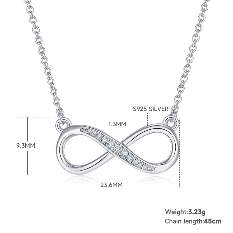 0.1 CT D Color Moissanite Melee Minimalist Infinity Love Pendant in Sterling Silver#3