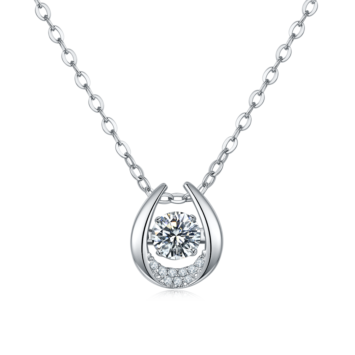 0.5 CT D Color Dancing Guardian Moissanite Necklace in White Gold Plated Sterling Silver#2