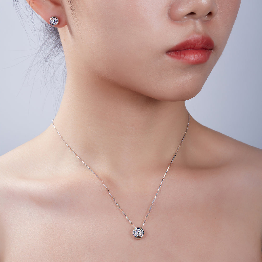 Moissanite Bubble Pendant, Earrings & Bracelet Set in White Gold Plated Sterling Silver#3