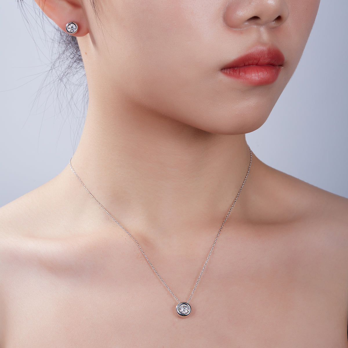 Moissanite Bubble Pendant, Earrings & Bracelet Set in White Gold Plated Sterling Silver#10