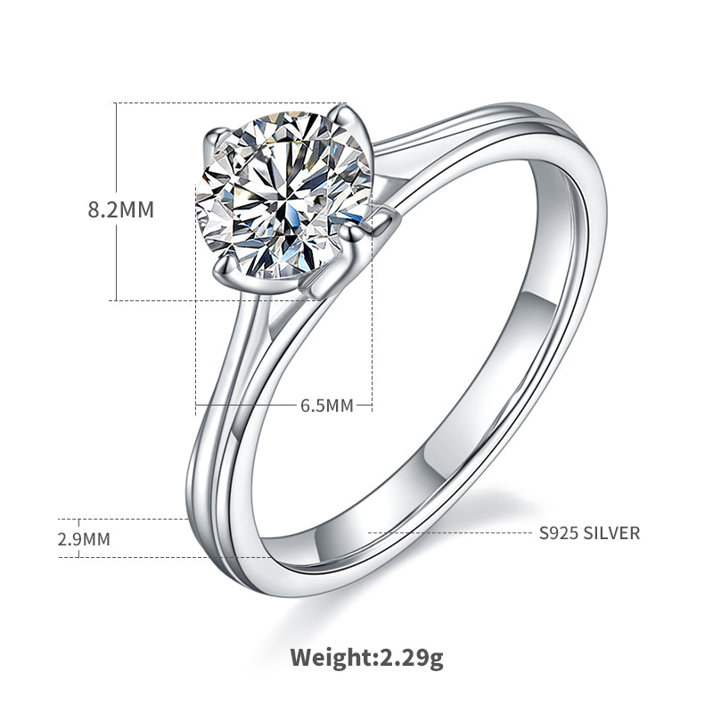 1.0 CT D Color Moissanite Lotus Straight Shank Ring in White Gold Plated Sterling Silver#4