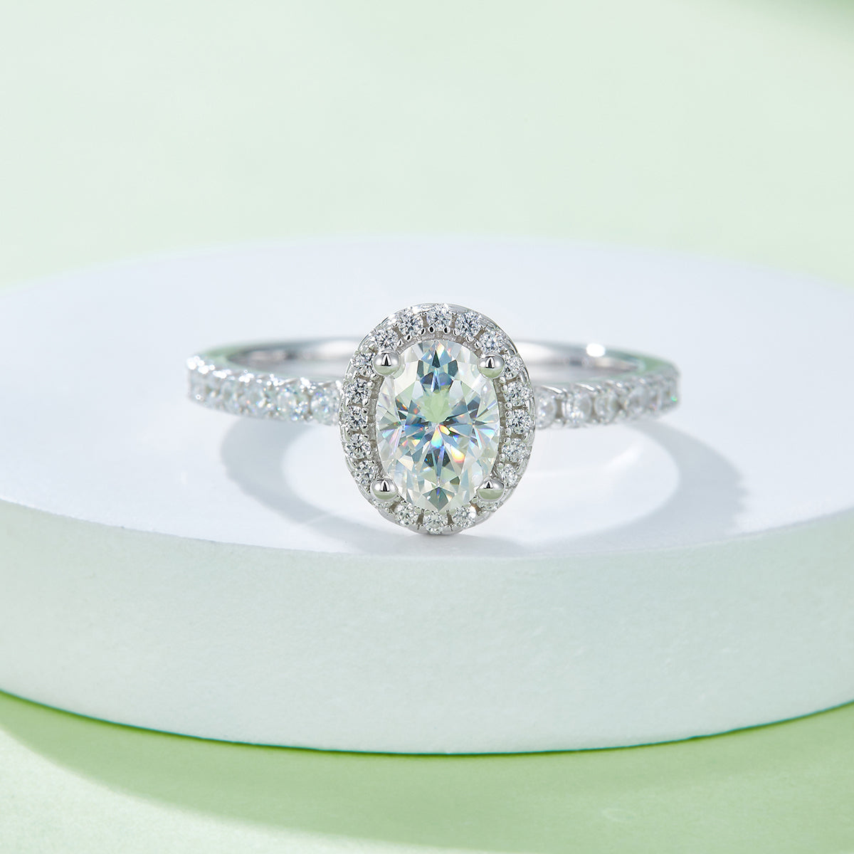 1.0 CT D Color Oval Cut Moissanite Dainty Ring in White Gold Plated Sterling Silver#4
