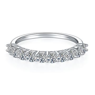 1.0 CT D Color Round Cut Moissanite Custom Eternity Band in White Gold Plated Sterling Silver#3