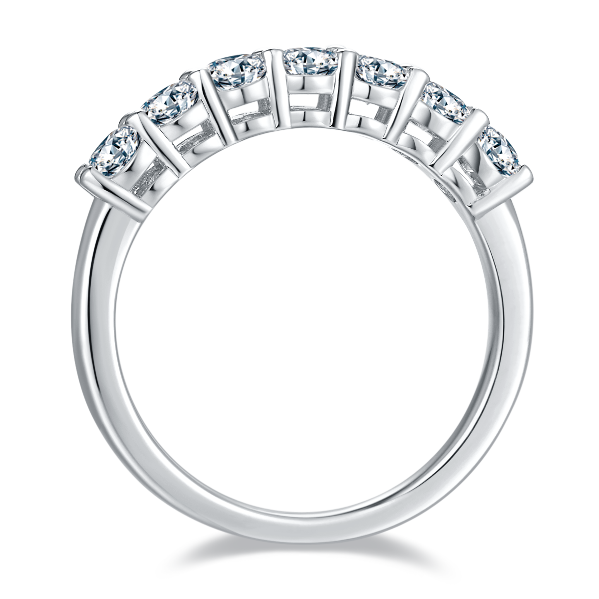2.1 CT D Color Oval Cut Moissanite Eternity Band in White Gold Plated Sterling Silver#2