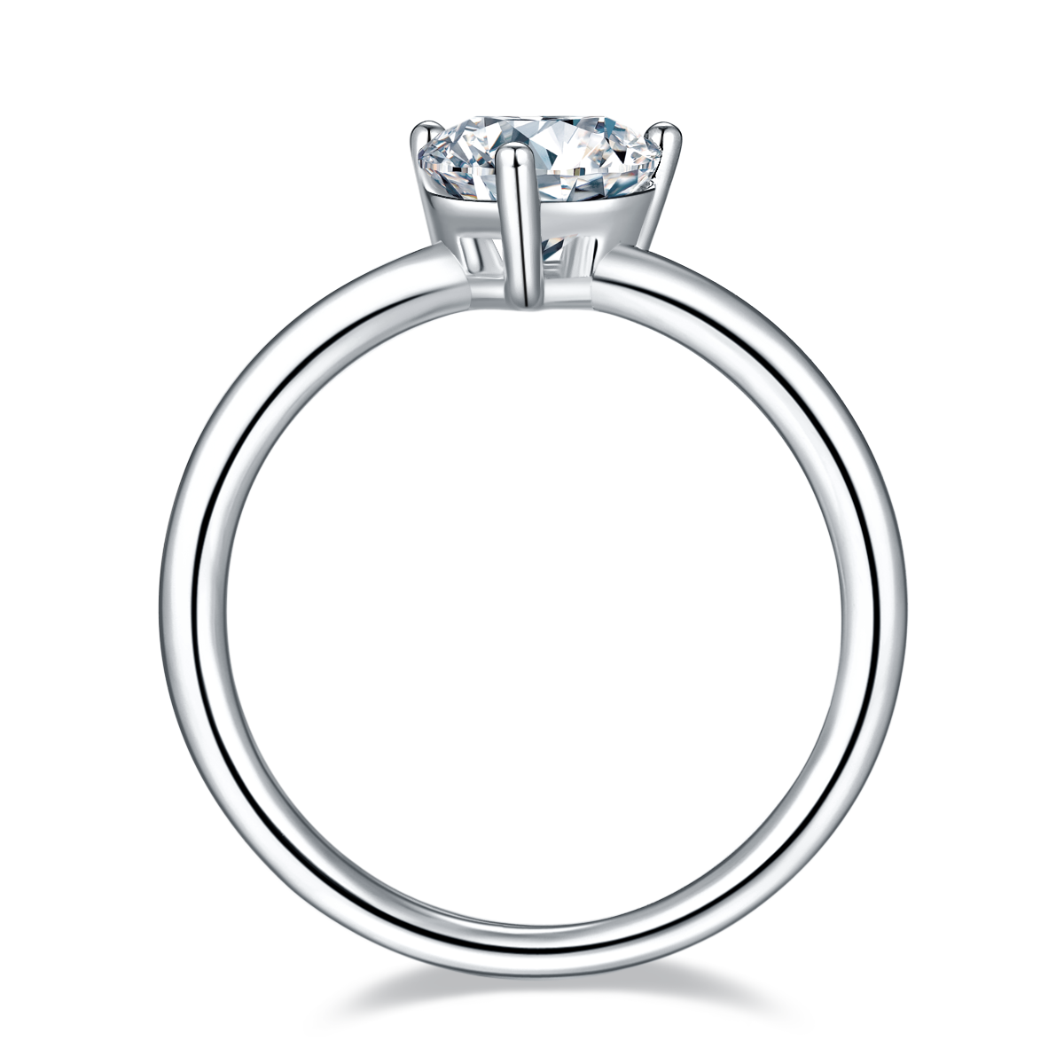 1.0 CT D Color Heart Cut Moissanite Classic Ring in White Gold Plated Sterling Silver#4
