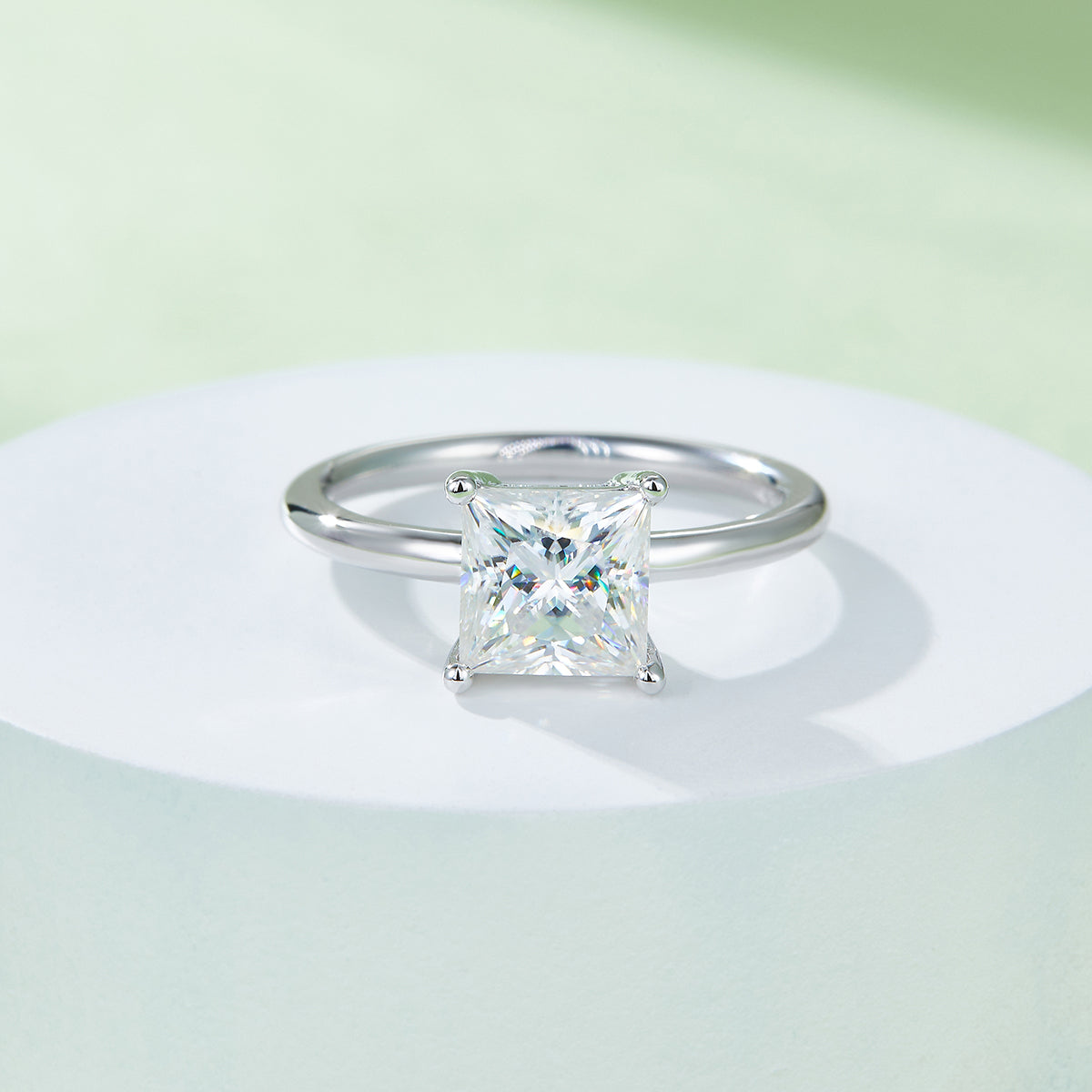 2.0 CT D Color Princess Cut Moissanite Classic Ring in White Gold Plated Sterling Silver#4