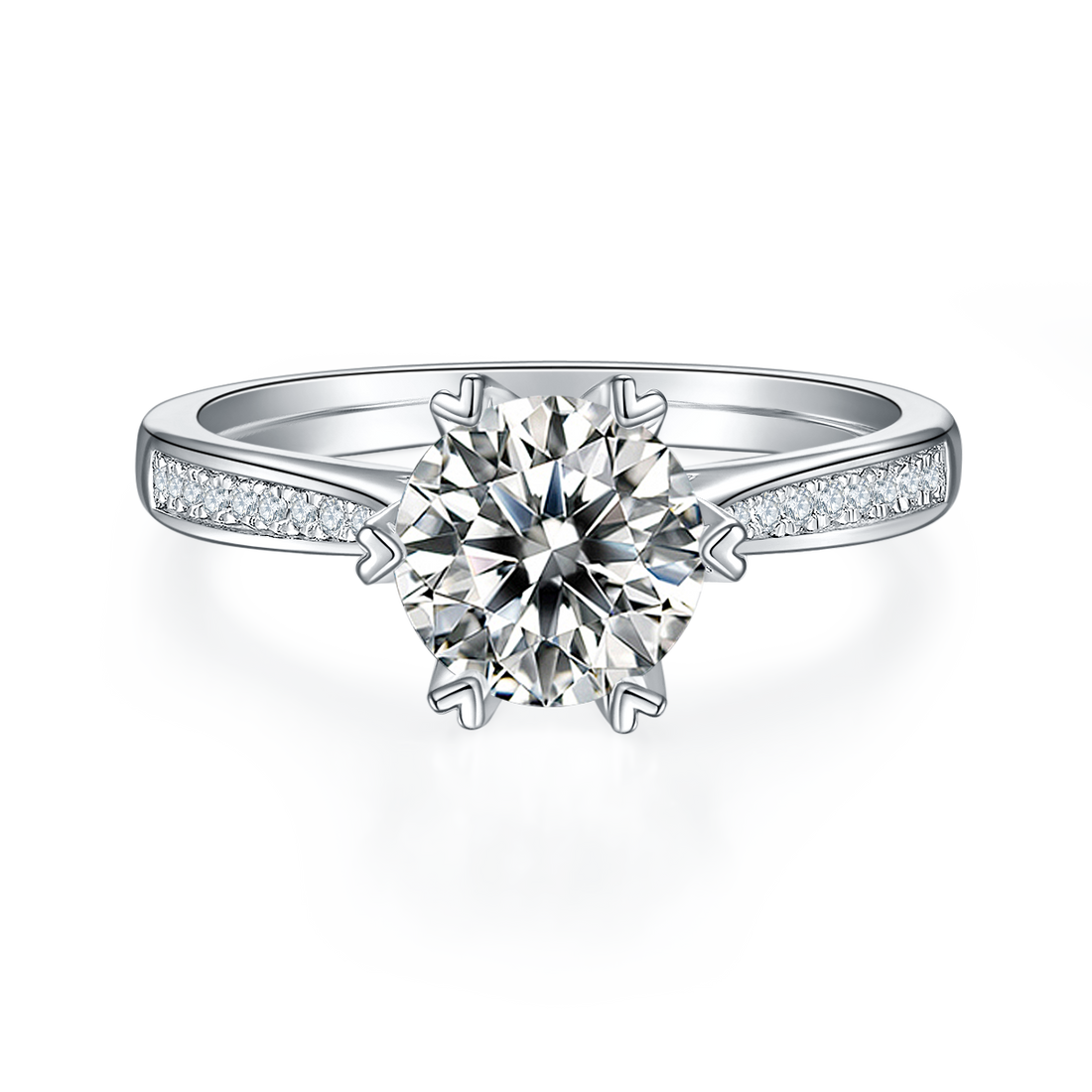1.5 CT D Color Moissanite Spinning Fortune Custom Ring in White Gold Plated Sterling Silver#5