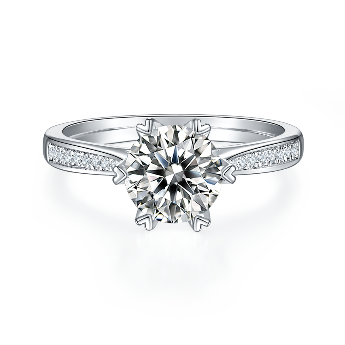 1.5 CT D Color Moissanite Spinning Fortune Custom Ring in White Gold Plated Sterling Silver#5