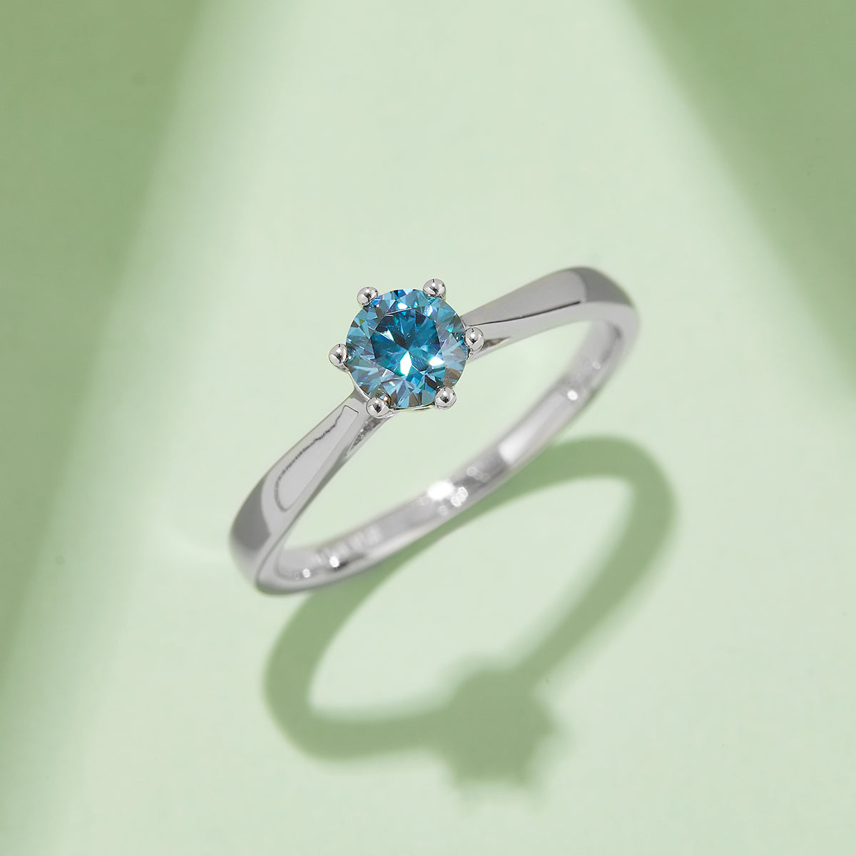 0.5 CT D Color Moissanite 6-Prong Classic Straight Shank Ring in White Gold Plated Sterling Silver#10