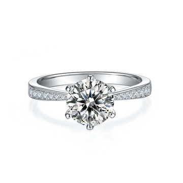 1.5 CT D Color Moissanite Pave Dancing Custom Ring in White Gold Plated Sterling Silver#5